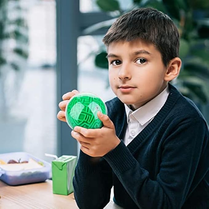 2 PIECES 3D MAZE PUZZLE BRAIN TEASERS GAMES - 4 INCHES GRAVITY MAZE BALL PUZZLE TOY CUBE SPHERE - EDUCATIONAL TOYS FOR STUDENTS, TEENS, ADULTS (BLUE, GREEN) - Image 2